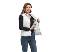 LONGKING 2024 Upgraded, Women's Outwear Vest With One Inner Pocket - Stand Collar Lightweight Zip Quilted Vest for Women…, Pure White, M