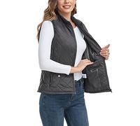 LONGKING 2024 Upgraded, Women's Outwear Vest With One Inner Pocket - Stand Collar Lightweight Zip Quilted Vest for Women…, Dark Grey, L