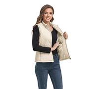 LONGKING Women's Outwear Quilted Gilet, NEW Upgraded Women's Outwear Vest With One Inner Pocket - Stand Collar Lightweight Zip Quilted Vest for Women