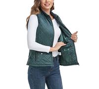 LONGKING Women's Outwear Quilted Gilet, NEW Upgraded Women's Outwear Vest With One Inner Pocket - Stand Collar Lightweight Zip Quilted Vest for Women