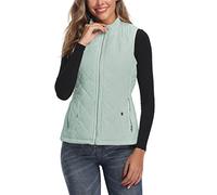 LONGKING Women's Outwear Vest - Stand Collar Lightweight Zip Quilted Vest for Women, Light Green, S