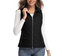 LONGKING Women's Padded Vest, Stand Collar Lightweight Zip Quilted Gilet