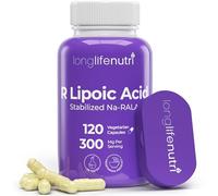 LongLifeNutri Stabilized R-Alpha Lipoic Acid 300mg - High Potency Na-RALA Supplement for Cellular Energy & Metabollic Function, 120 Vegetarian Capsules, 4-Month Supply, GMP Certified, Made in USA