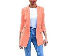 Longline Blazer for Women UK Casual Double Breasted Plain Suit Jacket Long Sleeve Turn Down Collar Long Blazer Jackets Smart Casual Work Business Wedding Guests Coat