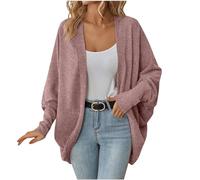 Longline Cardigan Women Sweaters Batwing Sleeve Plus Size Clothing for Women Solid Color Kimono Jackets UK Knitted Fine Knit Cardigan Open Front Summer Jacket Spring Jackets for UK Pink