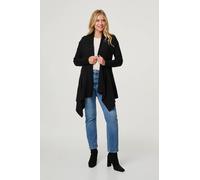 Longline Curve Hem Open Front Cardigan Izabel London Black 14
