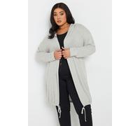 Yours Curve Light Longline Hooded Cardigan - Women's - Plus Size Curve Grey