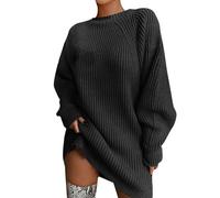 Longline Jumpers For Women Uk Elegant Womens Jumpers Dress Fashion Crew Neck Pullover Sweaters Solid Color Plus Size Ladies Sweaters Casual Long Sleeves Loose Fitting Tops Winter Warm Knitwear