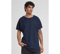 URBAN CLASSICS Men's Long Basic Tee with Round Neckline & Hem, Men's T-Shirt with Turn-Up Finish and Overcut Shoulders, Short-Sleeve Tall Tee T-Shirt with Long Fit, Colour: Midnightnavy, Size: Small