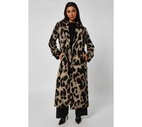 Longline Leopard Formal Coat Urban Bliss Brown 10