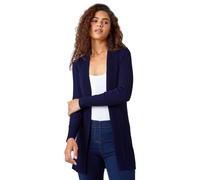 Roman Originals Ribbed Edge to Edge Cardigan for Women UK - Ladies Autumn Everyday Winter Holiday Pull-On Long Sleeves Comfy Soft Vacation Work - Midnight Blue - Size 10