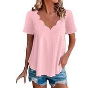 Longline T Shirts for Women UK Short Sleeve Shirt Women Gigot Sleeve Union Jack Blouse Holiday Muslin Casual Comfort Yoga Ruffled Yours Clothing Plus Size Tees Pink