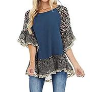 Longline Tops for Women UK Women Tops Casual Summer Shirts Short Sleeve Blouse Sports Tops for Women UK Short Sleeve Tshirt (Blue, XXXL)