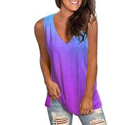 Longline Tops for Women UK Women's Basic Long Sleeve Cotton T Shirts Simple Solid Color Comfy V Neck Loose Baggy Tunic Tee Shirts Tops Cotton Vest Tops Women UK Loose Fit Tshirt (Purple, XXL)