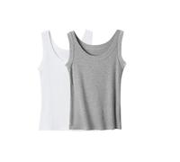 Longline Vest Tops for Women UK Womens Vest Tops with Built in Bra UK Camisole Workout Gym Tshirts Comfortable Soft Summer Plus Size Tees Ladies Cotton Sleeveless Crewneck Basic Undershirts 2 Pack