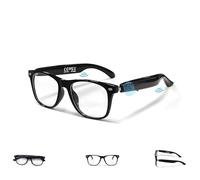 LONGLU Smart Glasses - Real-Time AI Translation via App, Bluetooth 5.4 Calls/Music, Lightweight Touch Control, Blue Light & UV Protection (Black frame - Transparent lens )