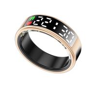 LONGLU Smart Ring for Women Men with LED Display Screen, Fitness Tracker Ring with Heart Rate/Blood Oxygen/Sleep/Sport/ 5ATM Class Waterproof Health Tracker for iPhone & Android (Gold, 8)