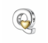 LONGLUCK Complete A~Z Alphabet Charm Letter Beads Solid 925 Sterling Silver Fits European Bracelets Necklace Women Jewelry Gift Options, Sterling Silver, Cubic Zirconia