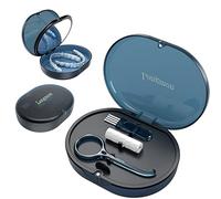 LONGMON New Double-layer Retainer Storage Case with Belt Chewing,Removal Tool,Cleaning Brush,Built in Mirror Orthodontic Retainer Case