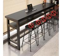 LongNarrowBarTableSolidWoodTopIndustrialBarTablefor23PersonsConsoleSofaTableforRestaurantCoffeeShopSmallSpaceLivingRoomEntrywayBlackDoubleLayer39.3 * 16 * 40in