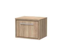 Longnor 1 Drawer Wall Hung Vanity Unit with Worktop, Light Oak, 600mm