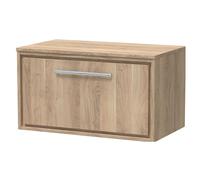 Longnor 1 Drawer Wall Hung Vanity Unit with Worktop, Light Oak, 800mm