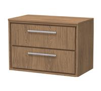 Longnor 2 Drawer Wall Hung Vanity Unit with Worktop, Antique Oak, 800mm