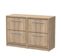 Longnor 4 Drawer Floor Standing Vanity Unit with Worktop, Light Oak, 600mm