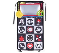 LONGONGAN Baby Cloth Book with Distorting Mirror, Soft Crinkle Fabric Book for Toddlers, High Contrast Patterns Cognitive Toy for Visual Development and Neck Training