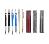 LONGONGAN Carpenter Pencil Set with Scriber, All Metal Woodworking Pencil Kit, 2mm Graphite Refillable Pencils and Tungsten Carbide Scribers for Builders and Trades
