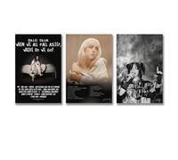 LonGPAN 3 PCS Billie Eilish Music Black And White Live Poster Wall Art Canvas Room Decorative Aesthetic Print Decor Posters 08x12inch(20x30cm)-3pcs Unframe-style