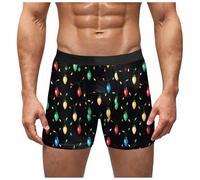 Longra Funny Christmas Shorts Boxer Funny Xmas Festive Gift Christmas Briefs Hipsters Snowflake Santa Printed Underpants Colorful Pattern Sleep Bottoms Men's Underwear Trunks Boxers Xmas Gifts Yellow