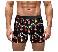 Longra Funny Christmas Shorts Boxer Funny Xmas Festive Gift Christmas Briefs Hipsters Snowflake Santa Printed Underpants Colorful Pattern Sleep Bottoms Men's Underwear Trunks Boxers Xmas Gifts