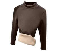 Longra Thermal Pullover Long Sleeve Top Women Stretchy Ladies Turtle Neck Thermals Jumpers T Shirt Base Layer Thermal Underwear Warm Fleece Shirt Winter Thermals Wear for Women Coffee