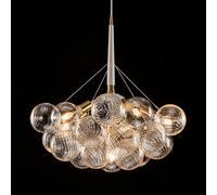 Longree Mid-Century Bubble Ball Swirled Glass Chandelier, 6-Light Dia 24 inch White and Clear Globe Blown Glass Small Ceiling Lights Fixture for Bedroom Study Restaurant