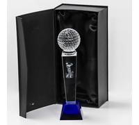 Longridge Crystal Golf Trophy with Golf Ball - Clear, 180 mm