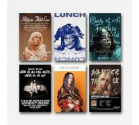 LONGRUi A Set Of 6 Billie Eilish Music Poster Wall Art Canvas Posters Room Decorative Aesthetic Poster Print Decor Posters 08x12inch(20x30cm) Unframe-style