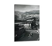 LONGRUi F1 Racing Black And White Photography Retro Wall Art - Canvas Wall Poster, 16x24inch(40x60cm), Modern Family Bedroom Decor