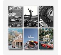 LONGRUi F1 Racing Black & White Retro 6-Pcs Poster Wall Decor for Living Room, Bedroom, Kitchen, and Home Office