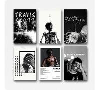 LONGRUi Travis Scott Poster Set of 6, Canvas Wall Art, Unframed, Modern, Neutral with Earthy Accents, Living Room, Bedroom, Kitchen, Office
