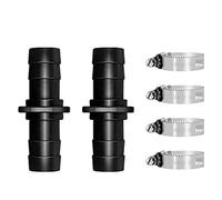 Longrun 1 Inch Coupling Barb Fitting Pond Hose Adapter Air Hose Fittings, Garden Hose Quick Connecter with 4 Clamps for Pool Spillway Waterfall Fountain Tube