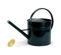 LONGRUN 10L Galvanised Watering Can with Rose Head, Dark Green