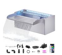 Longrun 30CM Pond Waterfall Blade,Acrylic Pool Fountain with Water Pump and 7 Colors Bluetooth LED Light, Complete Waterfall & Stream Kits for Outdoor Water Features