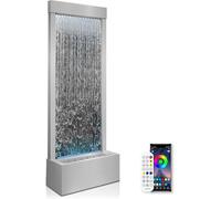 LONGRUN 48 Inch Large Indoor Water Feature, Modern Decorative Waterfall Fountain for Home or Garden with Bluetooth RGB LED Light Strip and Water Pump