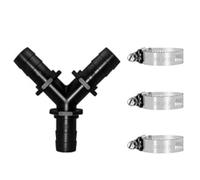 Longrun Pond Hose Adapter 1 Inch Tees Barb Fitting Air Hose Fittings, Garden Hose Quick Connecter for Spillway Waterfall Fountain Tube with 3 Clamps