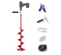 LONGRUNEW Upgraded Auger Drill Bit,35.95 inch Red ice Auger with Sharp Thickended Blades and Tungsten Steel Cemented Carbide for Ice Fishing,Post Hole,Ice Chiselling