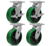 LONGRUNFORU 6"" X 2"" Heavy Duty Industrial Casters,Polyurethane Tread Cast Iron Wheel (Non-Marking) Caster- 4800 Lbs Capacity Per Set of 4 (2 Brake & 2 Swivel)