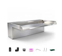 LONGRUNNEW Pond Waterfall Blade Kit, 30cm Stainless Steel Pool Fountain with lid&Accessories, Width 20cm Spillway Water Feature Waterfall Cascade for Garden Patio Pond Decoration