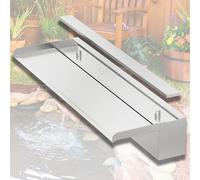 LONGRUNNEW Pond Waterfall Blade Kit, 60cm Stainless Steel Pool Fountain with Accessories, Width 20cm Spillway Water Feature Waterfall Cascade for Garden Patio Pond Decoration