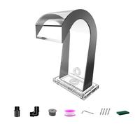 LONGRUNNEW Waterfall Spillway Acrylic Pool Fountain Curved with Accessories, Pond Waterfalls S-Shaped Outdoor Water Spillway Fountains Kit for Garden Patio Swimming Pool Decoration-32cm Height